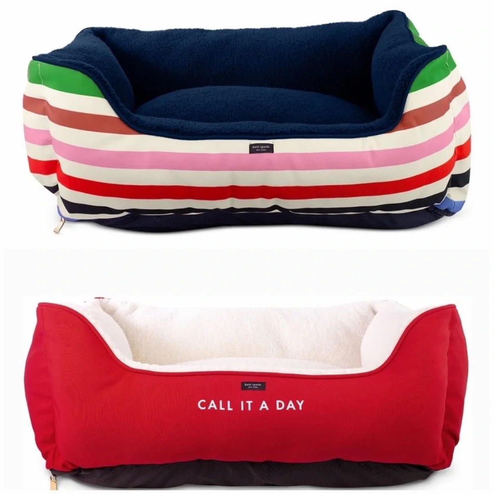 NWT Kate Spade Dog Bed Red Call It A Day OR Multi Color Stripe Pattern $100